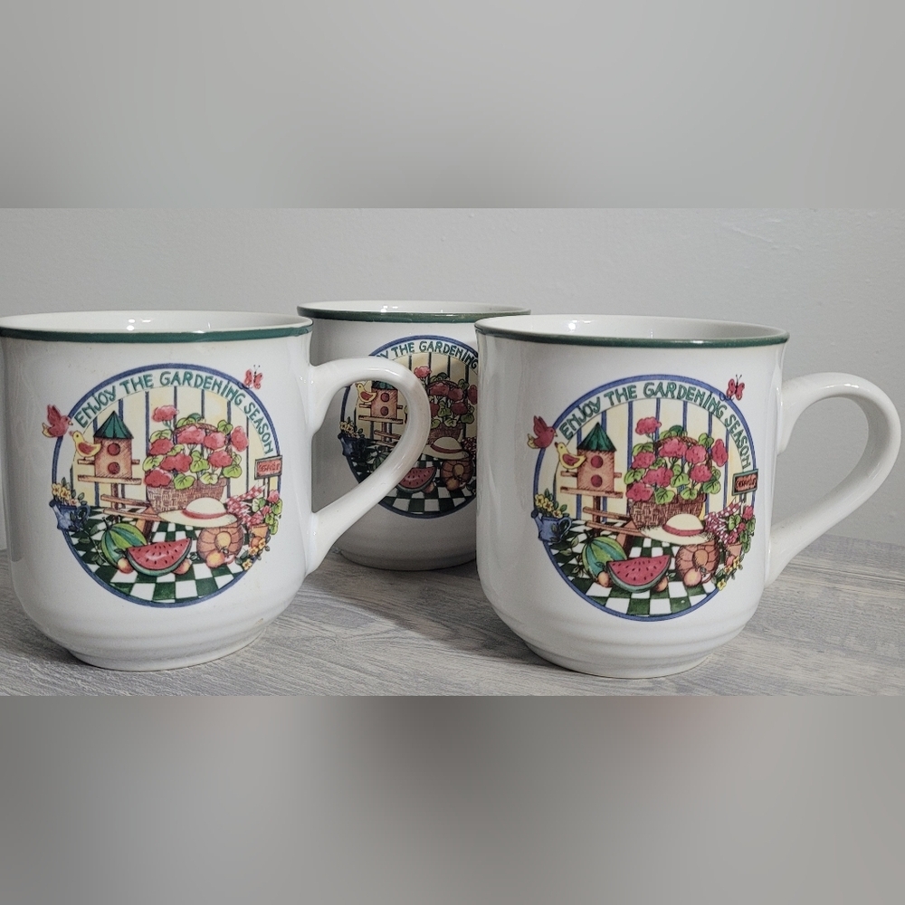 International Tableworks Heartland Stoneware Vintage Garden Mug Set Of 3
